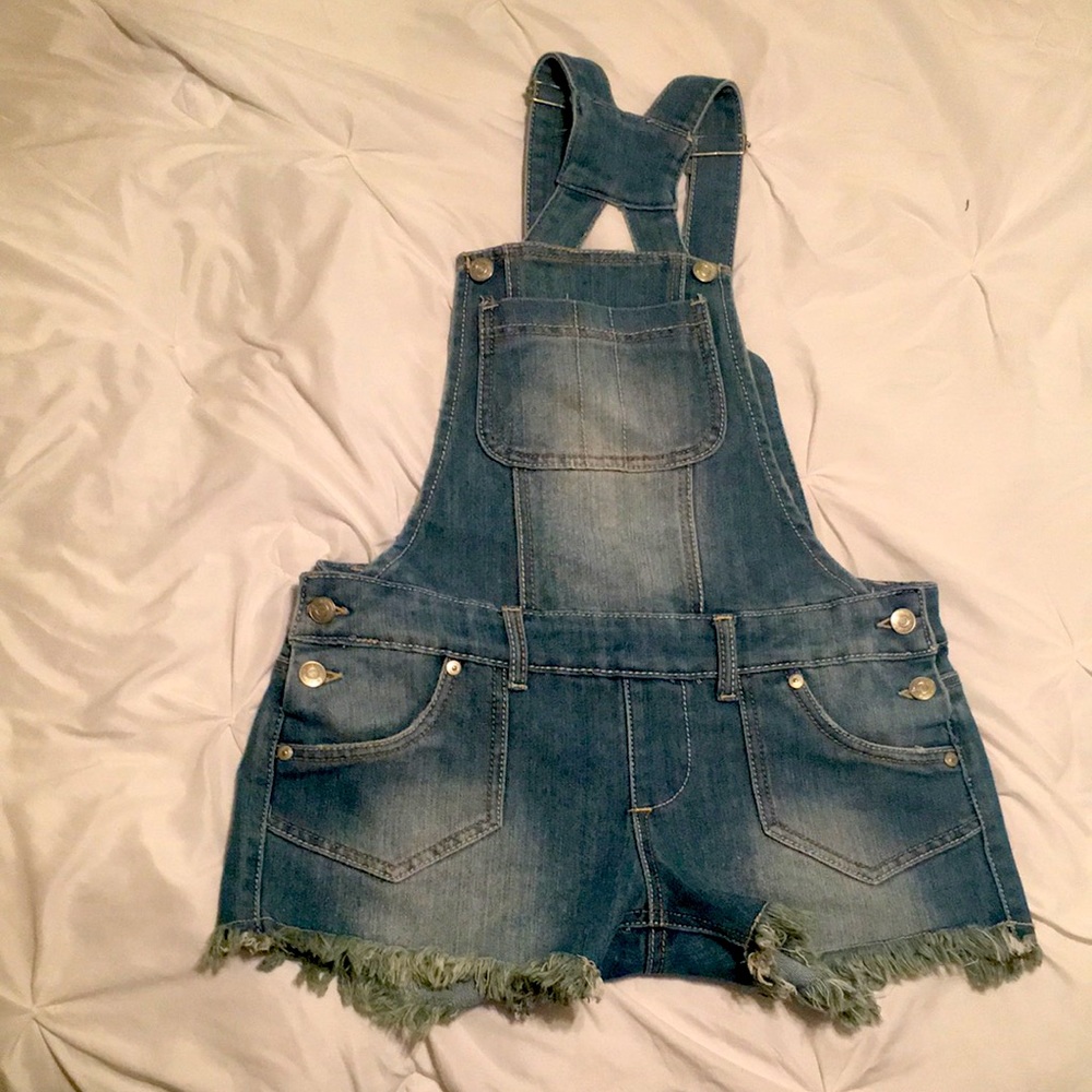 Denim overall shorts. Size 7. Worn only a few times